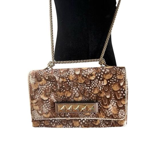 VTG VALENTINO GARAVANI  Calf Hair Feather Rockstud Crossbody Shoulder Clutch - Picture 8 of 16